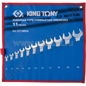 Набор комбинированных ключей, 8-24 мм, чехол из теторона, 11 предметов KING TONY