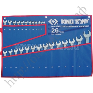 Набор комбинированных ключей, 6-32 мм чехол из теторона, 26 предметов KING TONY