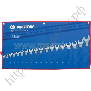 Набор комбинированных ключей, 6-24 мм чехол из теторона, 18 предметов KING TONY